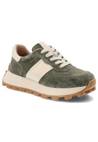 Zielone Sneakersy Filippo Modne Obuwie Damskie. Okazja: na co dzień. Zapięcie: sznurówki. Kolor: zielony. Materiał: zamsz. Szerokość cholewki: normalna