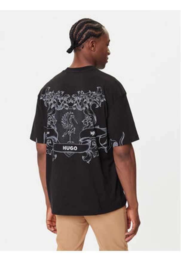 Hugo - HUGO T-Shirt Duarms 50542817 Czarny Oversize. Kolor: czarny. Materiał: bawełna