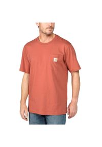 Koszulka sportowa męska T-shirt Carhartt Heavyweight Pocket K87. Kolor: różowy. Sport: turystyka piesza