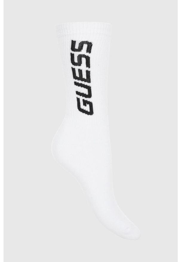 Guess - GUESS Białe sportowe skarpetki męskie Arlo. Kolor: biały. Materiał: dzianina