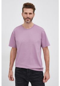 United Colors of Benetton T-shirt bawełniany kolor różowy gładki. Okazja: na co dzień. Kolor: fioletowy. Materiał: bawełna. Wzór: gładki. Styl: casual