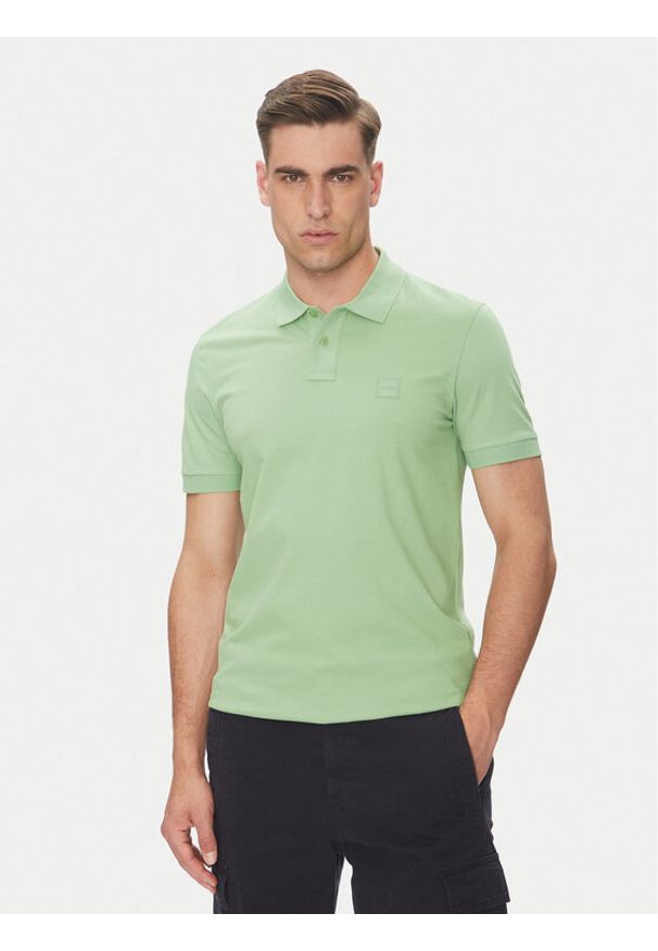 BOSS Polo Passenger 50507803 Zielony Slim Fit. Typ kołnierza: polo. Kolor: zielony. Materiał: bawełna