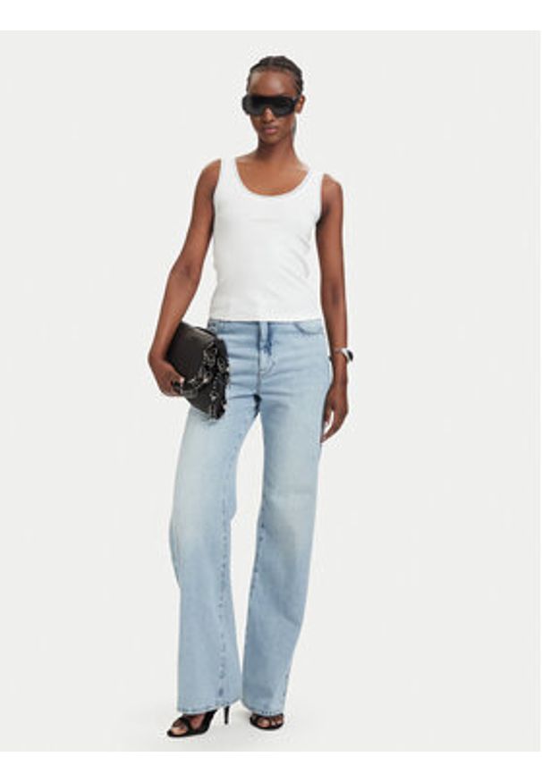 Patrizia Pepe Top 2M4523/J407-W146 Biały Slim Fit. Kolor: biały. Materiał: bawełna