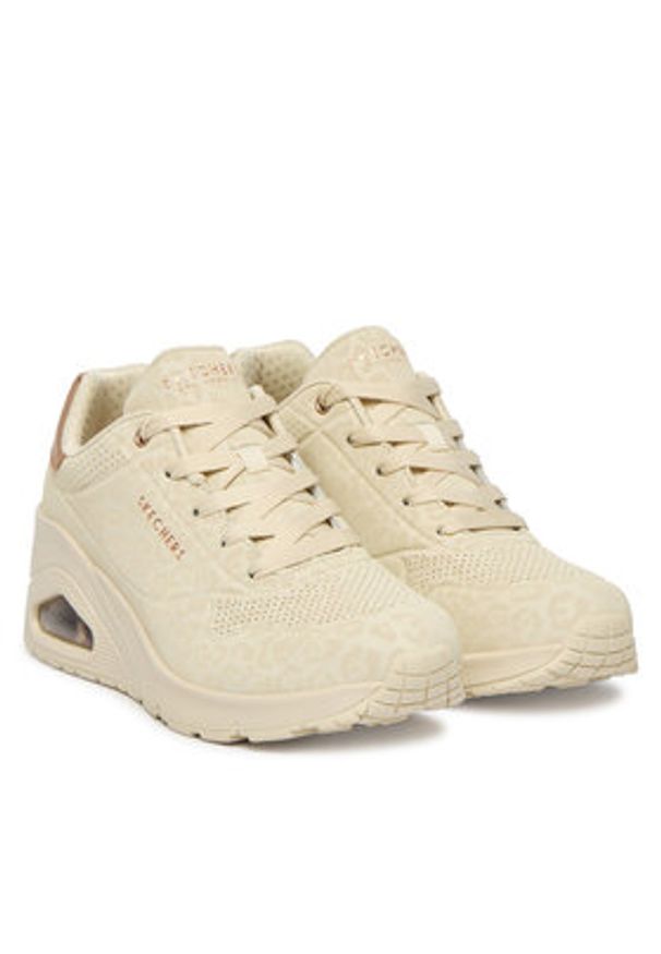 skechers - Skechers Sneakersy Uno Wedge - Safari Daze 177521/OFWT Beżowy. Kolor: beżowy. Materiał: skóra
