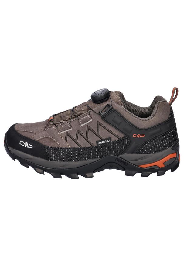 Buty trekkingowe męskie CMP Rigel wodoodporne FITGO. Kolor: wielokolorowy, szary, czarny. Materiał: tworzywo sztuczne, skóra, materiał. Szerokość cholewki: normalna. Sport: turystyka piesza