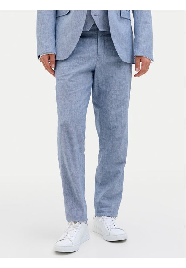 Jack & Jones - Jack&Jones Chinosy Riviera 12228724 Błękitny Slim Fit. Kolor: niebieski. Materiał: bawełna, len