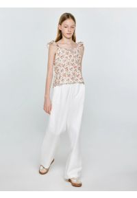 Big-Star - Spodnie dziewczęce wide białe Polena 100. Okazja: na spacer. Kolor: biały. Materiał: bawełna. Wzór: kolorowy. Styl: wakacyjny #5