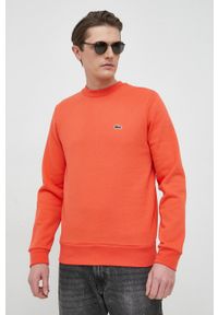 Lacoste bluza męska kolor pomarańczowy gładka SH9608-132. Kolor: pomarańczowy. Materiał: bawełna, poliester. Wzór: gładki #4