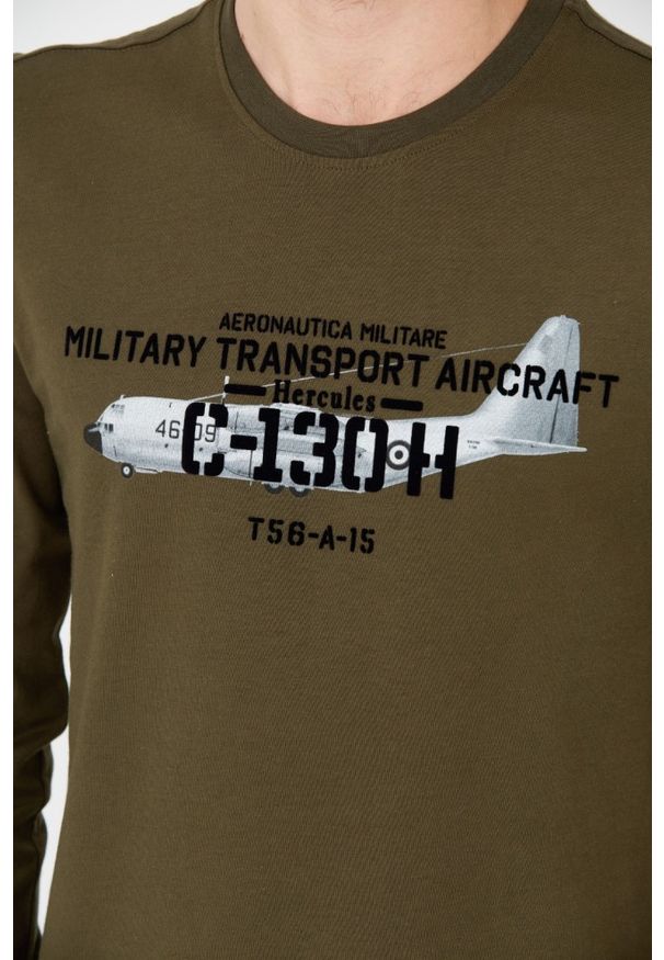 Aeronautica Militare - AERONAUTICA MILITARE Zielony męski longsleeve bawełniany, Rozmiar 3XL. Kolor: zielony. Materiał: bawełna. Długość rękawa: długi rękaw