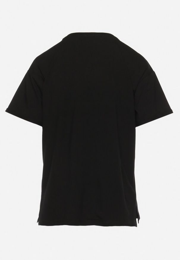 Born2be - Czarny Bawełniany T-shirt z Ozdobnym Nadrukiem Jalliana. Okazja: na co dzień. Kolor: czarny. Materiał: bawełna. Wzór: nadruk. Styl: casual