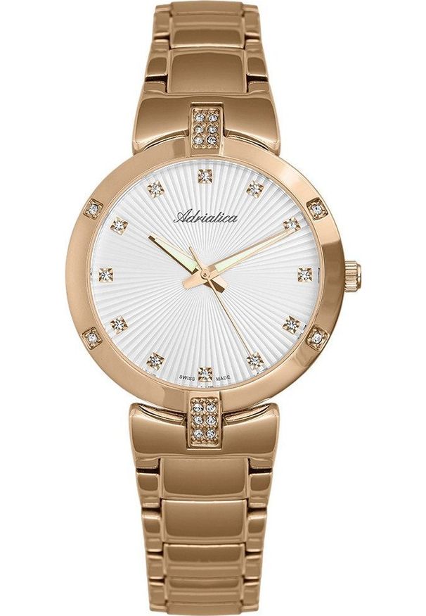 Zegarek Adriatica Zegarek damski Adriatica A3696.9143QZ CYRKONIE różowe złoto. Kolor: złoty, wielokolorowy, różowy