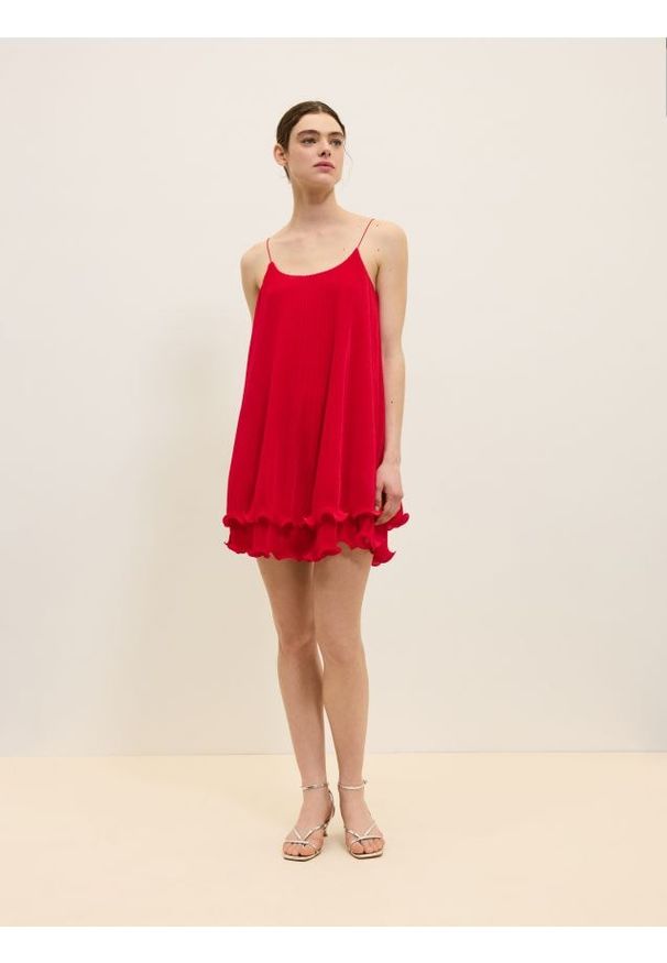 Reserved - Sukienka mini - czerwony. Kolor: czerwony. Materiał: dzianina, prążkowany. Długość: mini