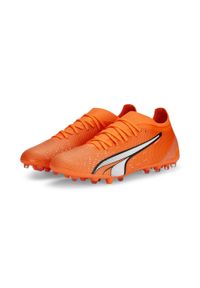 Buty piłkarskie męskie Puma Ultra Match Mg. Zapięcie: sznurówki. Kolor: pomarańczowy. Materiał: materiał. Szerokość cholewki: normalna. Sport: piłka nożna