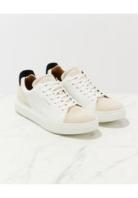 BUSCEMI - Skórzane sneakersy z kontrastowym detalem. Kolor: biały. Materiał: skóra #5