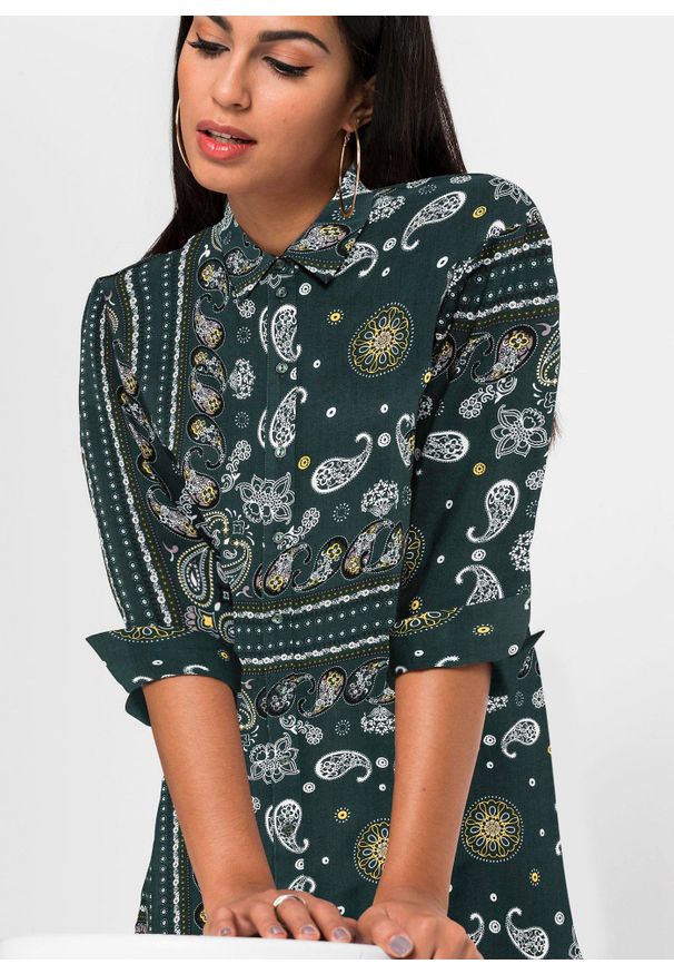 bonprix - Długa bluzka. Kolor: zielony. Długość: długie