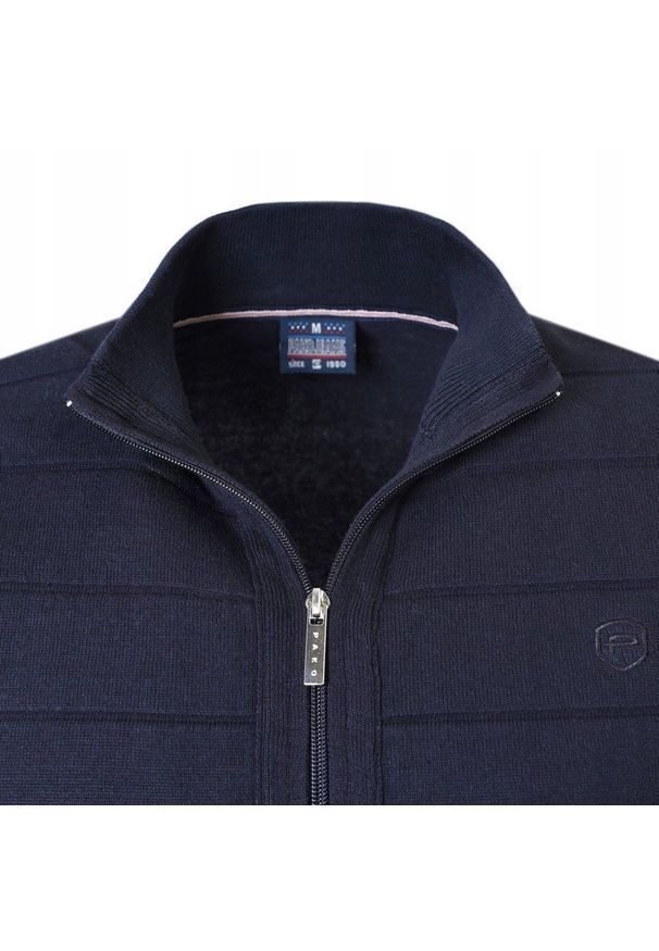 Rozpinany Sweter Męski (Kardigan) - Pako Jeans - Granatowy. Kolor: niebieski. Materiał: bawełna