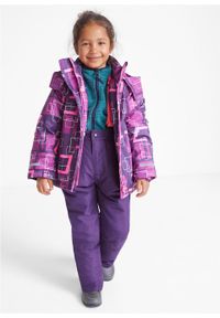 Spodnie dziewczęce narciarskie, nieprzemakalne i oddychające bonprix ciemny lila - neonowy różowy. Kolor: fioletowy. Materiał: poliester, materiał. Sezon: zima #3