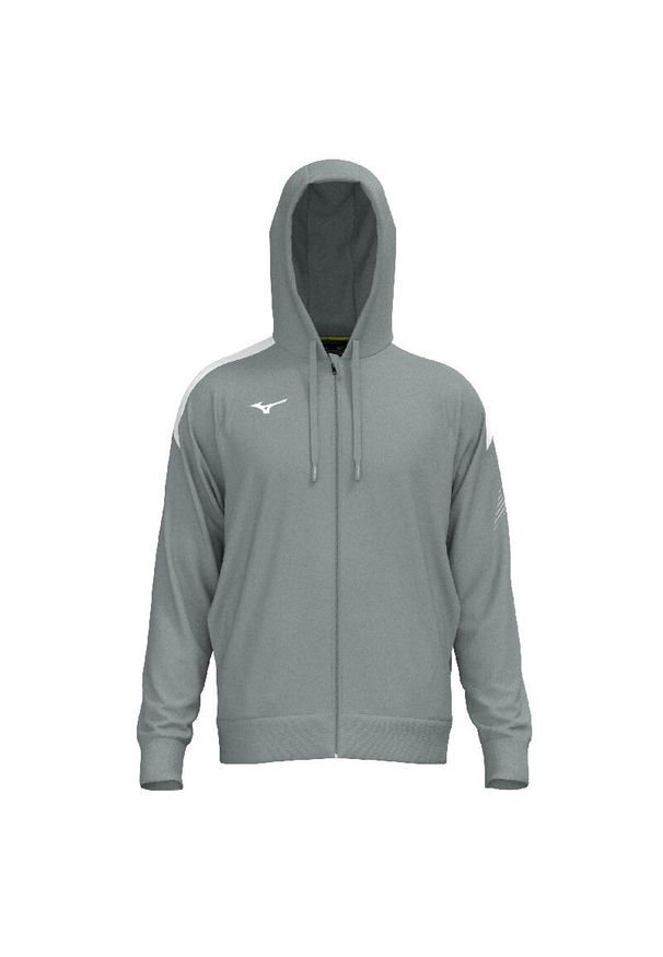Bluza z kapturem dla dzieci Mizuno Team Track. Typ kołnierza: kaptur. Kolor: szary. Sport: fitness, joga i pilates