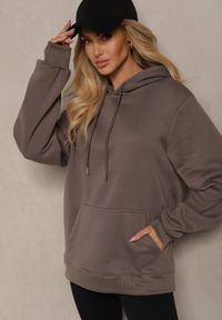 Renee - Szara Bluza Kangurka z Kapturem i Szeroką Kieszenią Vaminita. Okazja: na co dzień. Typ kołnierza: kaptur. Kolor: szary. Styl: sportowy, wizytowy, casual, rockowy #5