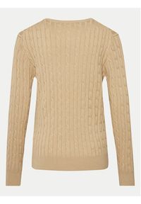 GANT - Gant Sweter 4800100 Beżowy Slim Fit. Kolor: beżowy. Materiał: bawełna