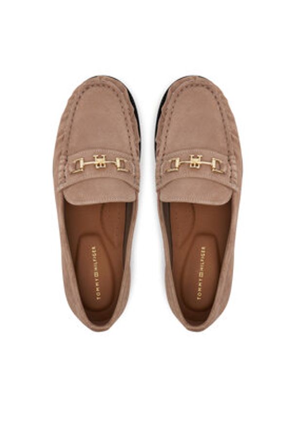 TOMMY HILFIGER - Tommy Hilfiger Półbuty Soft Suede Horsebit Loafer FW0FW08649 Beżowy. Kolor: beżowy. Materiał: skóra, zamsz