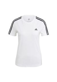 Adidas - Essentials Slim 3-Stripes Tee. Kolor: czarny, biały, wielokolorowy. Sport: taniec, joga i pilates