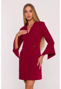 MOE - Elegancka sukienka trapezowa mini bordowa. Kolor: czerwony, brązowy, niebieski. Typ sukienki: ołówkowe, trapezowe. Styl: elegancki. Długość: mini #5