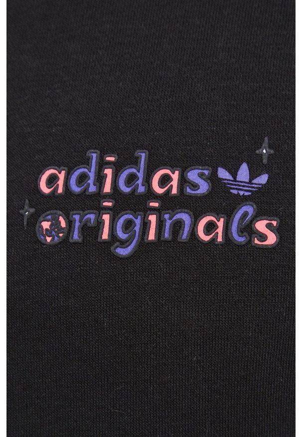 adidas Originals Bluza męska kolor czarny z kapturem z nadrukiem. Okazja: na co dzień. Typ kołnierza: kaptur. Kolor: czarny. Materiał: poliester, bawełna. Wzór: nadruk. Styl: casual