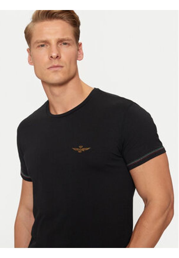 Aeronautica Militare T-Shirt AM1UTI003 Czarny Regular Fit. Kolor: czarny. Materiał: bawełna