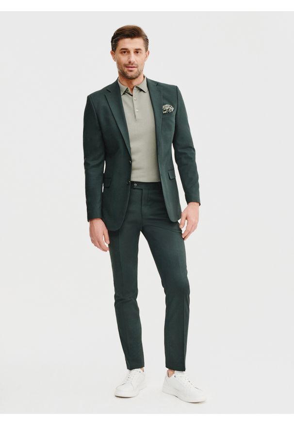 Pako Lorente - PAKO LORENTE – Zielony t-shirt polo. Okazja: na co dzień. Typ kołnierza: polo. Kolor: zielony, biały. Materiał: wiskoza, poliester. Styl: elegancki, casual