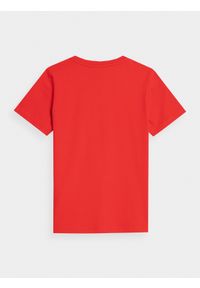 4f - T-shirt gładki chłopięcy. Kolor: czerwony. Materiał: bawełna. Wzór: gładki