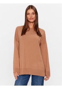 Kontatto Sweter 3M1141 Brązowy Regular Fit. Kolor: brązowy. Materiał: syntetyk, wiskoza #1