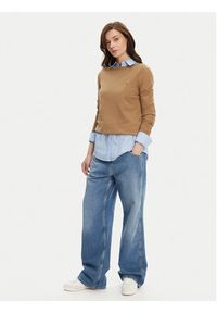 TOMMY HILFIGER - Tommy Hilfiger Sweter WW0WW40099 Brązowy Regular Fit. Kolor: brązowy. Materiał: syntetyk #3