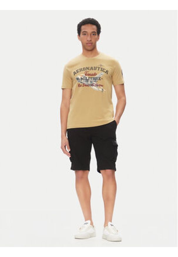 Aeronautica Militare T-Shirt 251TS2406J641 Beżowy Regular Fit. Kolor: beżowy. Materiał: bawełna