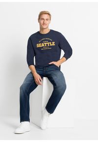 bonprix - Bluza z czystej bawełny organicznej (2 szt.). Kolor: niebieski. Materiał: bawełna. Wzór: nadruk #2