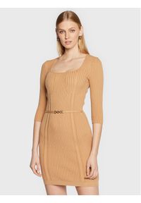 Rinascimento Sukienka dzianinowa CFM0010919003 Brązowy Slim Fit. Kolor: brązowy. Materiał: wiskoza