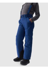 4F JUNIOR - Spodnie narciarskie z szelkami membrana 8000 chłopięce - granatowe. Kolor: niebieski. Materiał: syntetyk, tkanina, materiał. Sezon: zima. Sport: narciarstwo