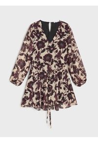 Sinsay - Rozkloszowana sukienka mini w kwiaty - wielobarwny. Wzór: kwiaty. Długość: mini #1