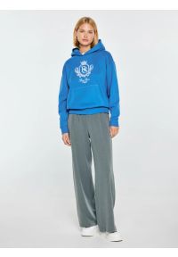 Big-Star - bluza damska z kapturem i haftowanym logo niebieska afraja 401. Typ kołnierza: kaptur. Kolor: niebieski. Materiał: dzianina. Wzór: haft. Styl: klasyczny #4