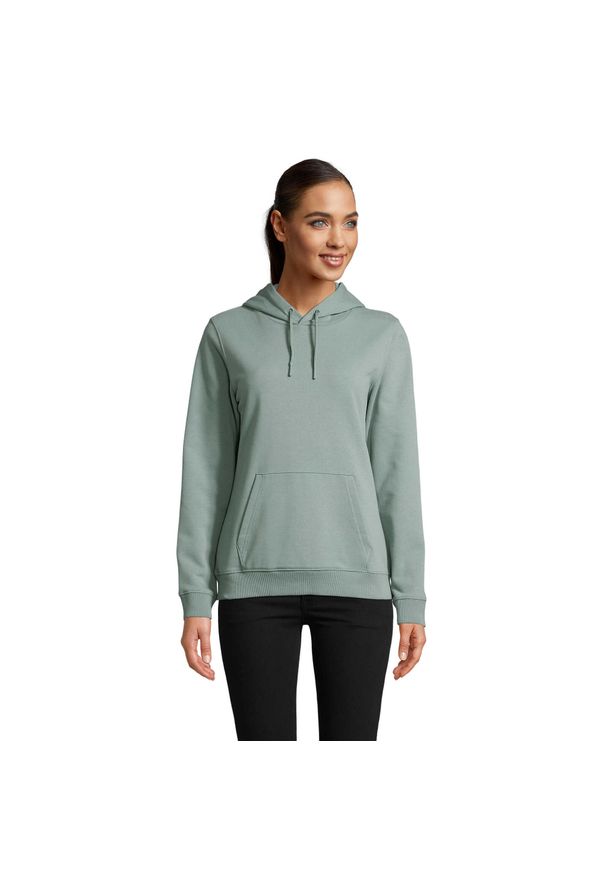 SOL'S - Bluza damska z kapturem Sol's Nicholas. Typ kołnierza: kaptur. Kolor: zielony. Materiał: dresówka