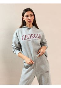 Sinsay - Bluza hoodie z napisem Georgia - szary. Kolor: szary. Wzór: napisy #1
