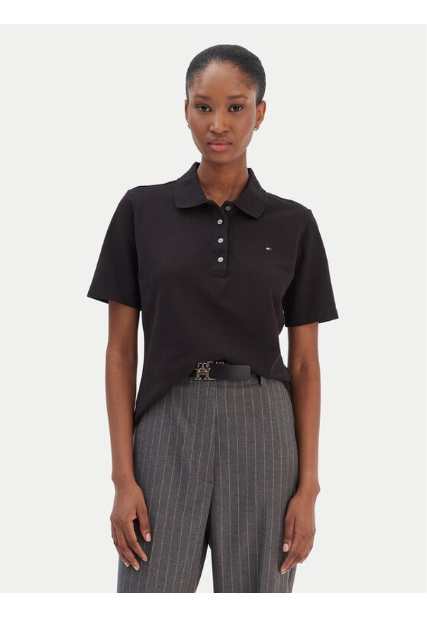 TOMMY HILFIGER - Tommy Hilfiger Polo 1985 WW0WW43224 Czarny Regular Fit. Typ kołnierza: polo. Kolor: czarny. Materiał: bawełna