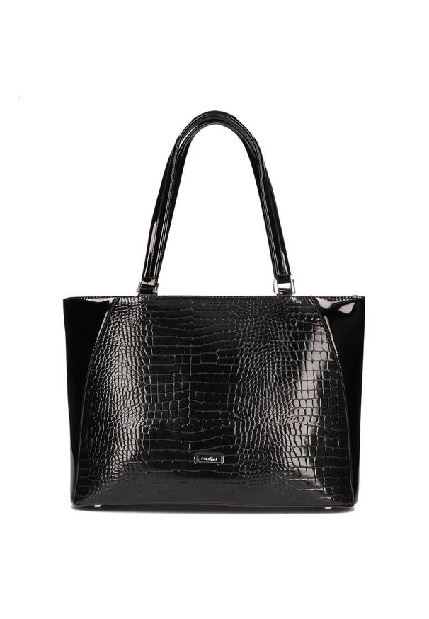 Torebka damska lakierowana kroko czarna Filippo TD0212/22. Kolor: czarny. Materiał: skórzane