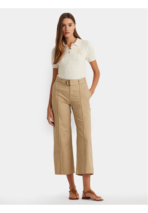 Lauren Ralph Lauren - LAUREN RALPH LAUREN Polo 200932224001 Écru Slim Fit. Typ kołnierza: polo. Materiał: bawełna