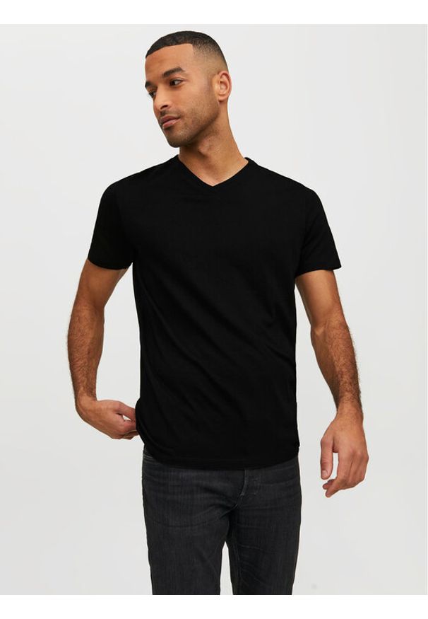 Jack & Jones - Jack&Jones T-Shirt Basic 12156102 Czarny Standard Fit. Kolor: czarny. Materiał: bawełna