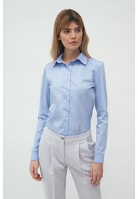 Nife - Klasyczna Koszula z Kołnierzykiem - Błękitna. Kolor: niebieski. Materiał: poliester, bawełna. Styl: klasyczny
