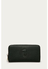 Trussardi Jeans - Trussardi portfel damski kolor czarny. Kolor: czarny. Materiał: materiał. Wzór: gładki