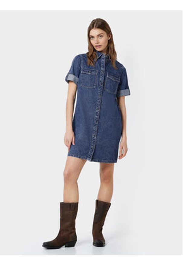 Noisy may - Noisy May Sukienka jeansowa New Signe 27030040 Niebieski Loose Fit. Kolor: niebieski. Materiał: bawełna