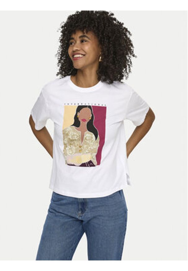 only - ONLY T-Shirt Susan 15372179 Biały Regular Fit. Kolor: biały. Materiał: bawełna
