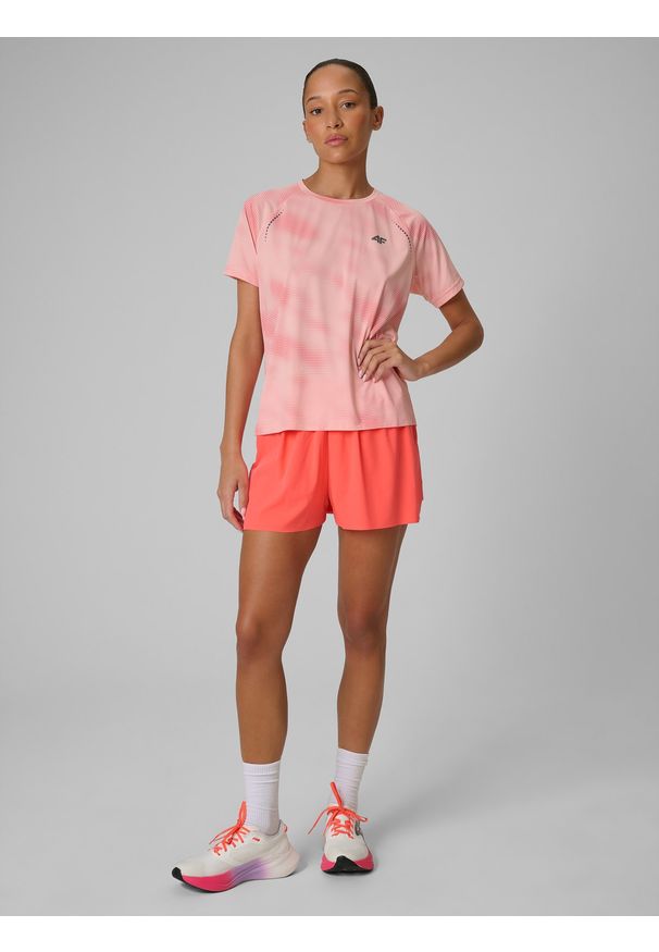 4f - 4F Spodenki do biegania szybkoschnące damskie - różowe M. Stan: podwyższony. Kolor: różowy. Materiał: włókno, materiał. Sport: fitness, bieganie